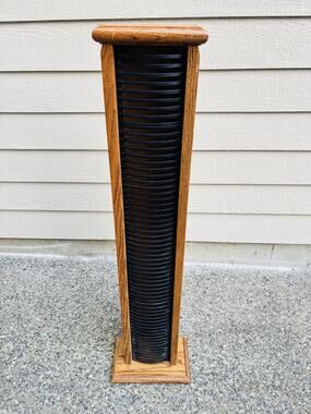 Vintage 47” Wood CD Storage Tower | Holds 62 Discs Freestanding VG Condition